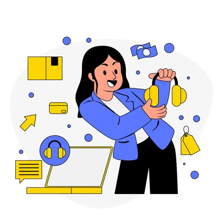 Girl doing Cross-selling  Illustration