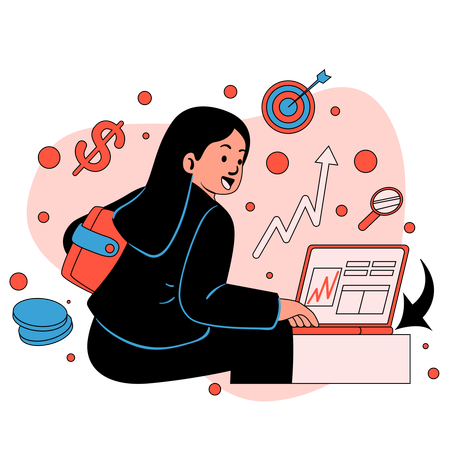 Girl doing Crowdfunding  Illustration