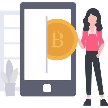 Girl doing crypto conversion  Illustration