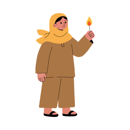 Girl doing Cultural Headwear Ceremony  Illustration