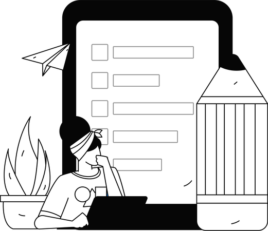 Girl doing Customer Engagement survey  Illustration