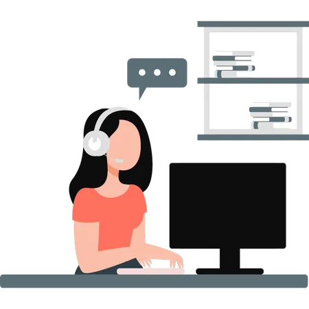 Girl doing customer services  Illustration