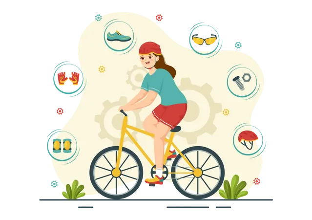 Girl doing Cycling  Illustration