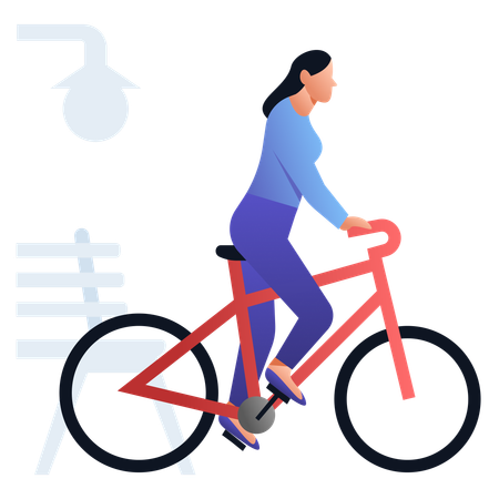 リラックスするためにサイクリングをする女の子  イラスト
