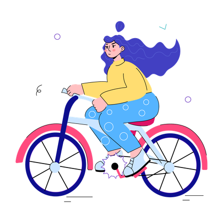 Girl doing Cycling  Illustration