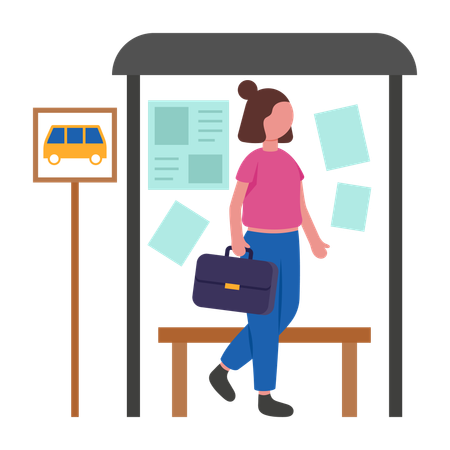 Girl doing Daily Morning Commute Journey  Illustration