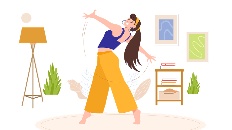 Girl doing dance at home  Illustration