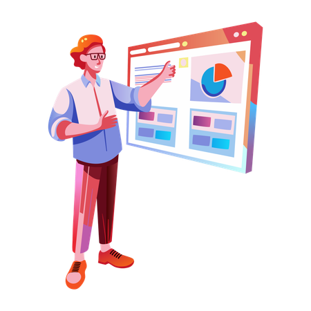 Girl doing dashboard analysis  Illustration