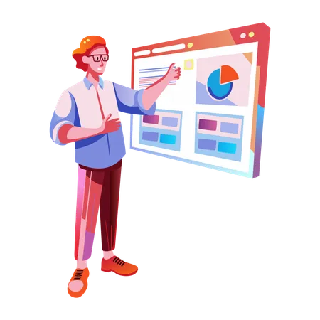 Girl doing dashboard analysis  Illustration