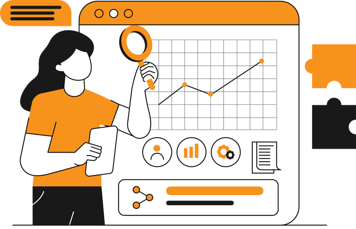 Girl doing Data Analysis  Illustration