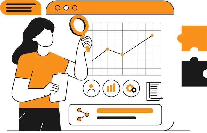 Girl doing Data Analysis  Illustration