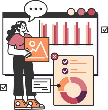 Girl Doing Data analysis  Illustration