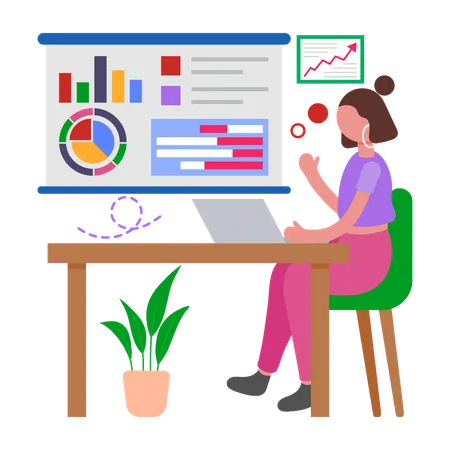 Girl doing Data Analysis  Illustration