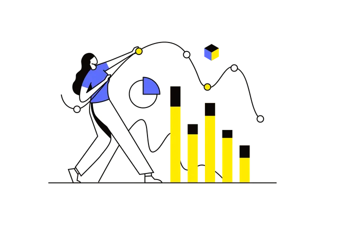 Girl doing data analysis  Illustration