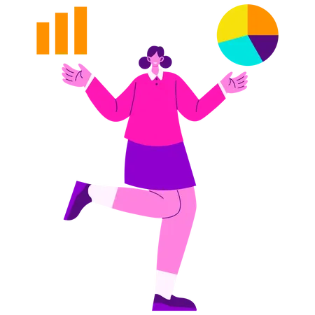 Girl doing Data analytics comparison  Illustration