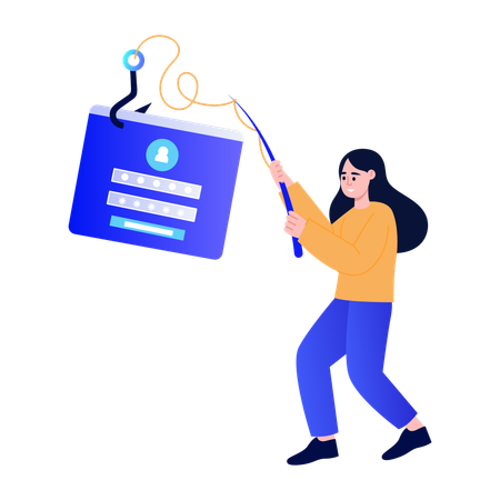 Girl doing data phishing  Illustration
