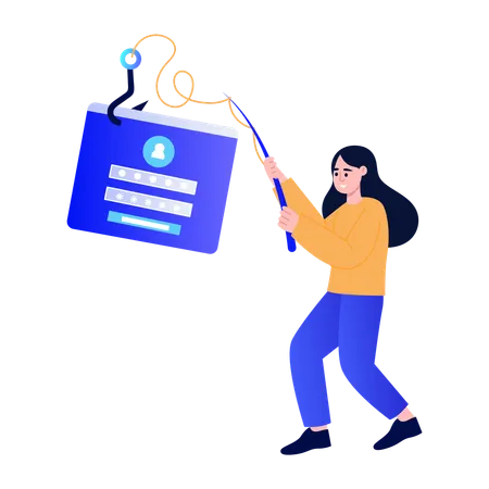Girl doing data phishing  Illustration