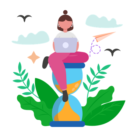 Girl doing Deadline Management  Illustration
