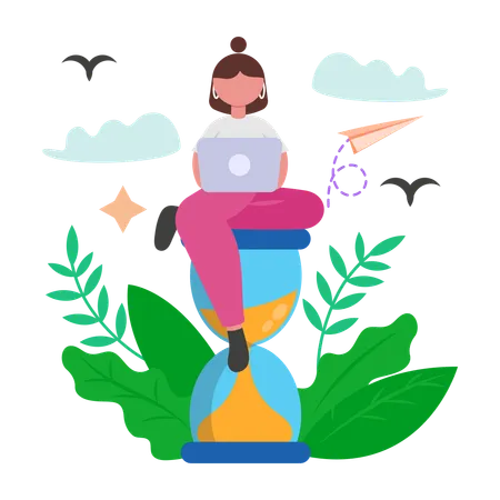 Girl doing Deadline Management  Illustration