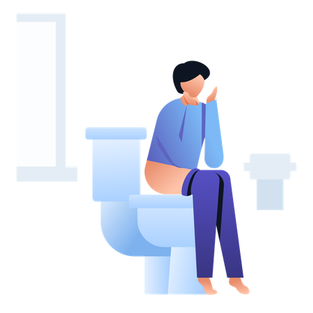 トイレで排便する女の子  イラスト