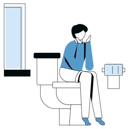 Girl doing Defecate in toilet  Illustration