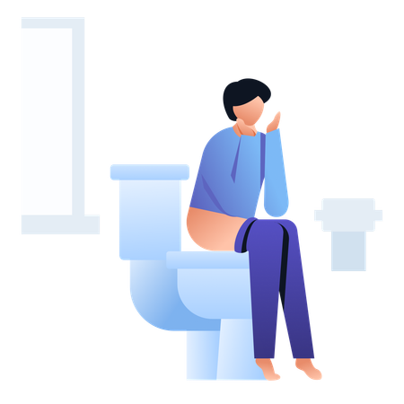 Girl doing Defecate in toilet  Illustration