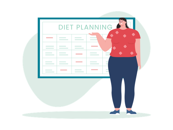 Girl doing diet planning  Illustration