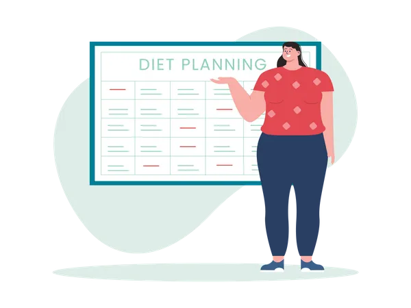 Girl doing diet planning  Illustration