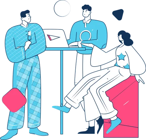 Girl doing digital data examination  Illustration