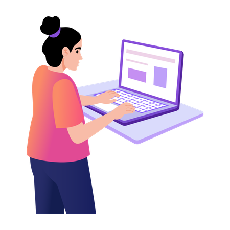 Girl doing digital learning  Illustration