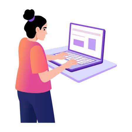 Girl doing digital learning  Illustration