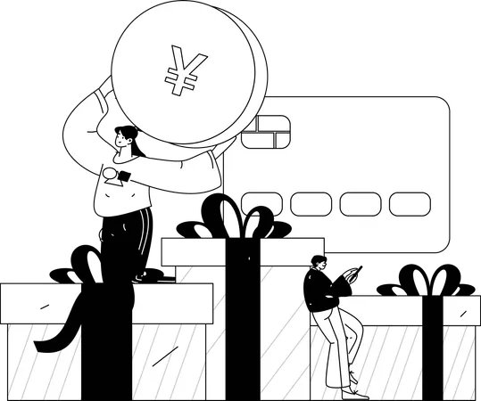 Girl doing discount promotion  Illustration