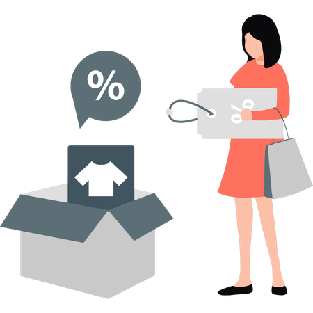 Girl doing discount shopping  Illustration