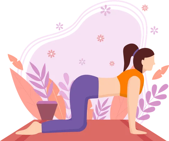 Girl doing dog yoga pose  Illustration