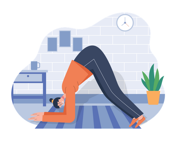 Girl doing dolphin pose  Illustration