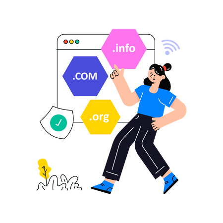 Girl doing Domain Registration  Illustration