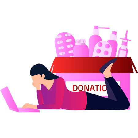 Girl doing donation work  Illustration