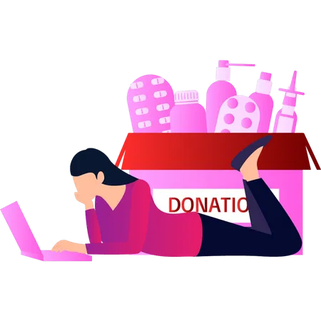 Girl doing donation work  Illustration