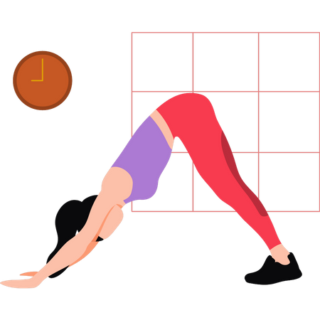 Girl doing downward dog exercise  Illustration