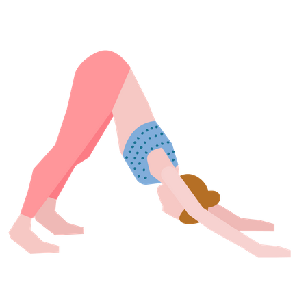 Girl doing downward yoga pose Illustration