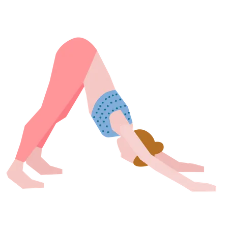 Girl doing downward yoga pose  Illustration