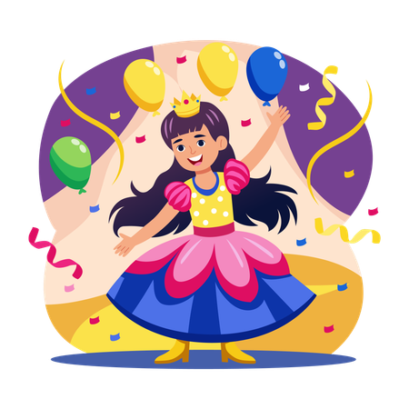 Girl doing dress twirling  Illustration