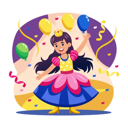 Girl doing dress twirling  Illustration