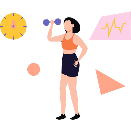 Girl doing dumbbell exercise  Illustration