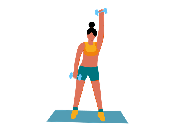 Girl doing dumbbell exercise  Illustration