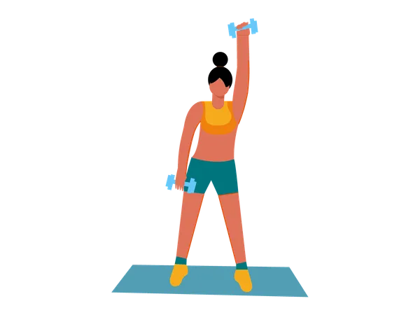 Girl doing dumbbell exercise  Illustration