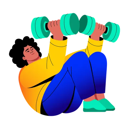 Girl doing dumbbell exercise  Illustration