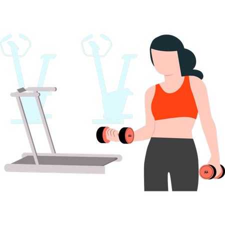 Girl doing dumbbell exercise  Illustration