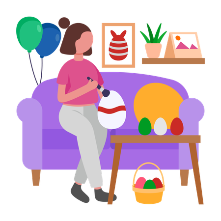 Girl doing Easter Celebration  Illustration