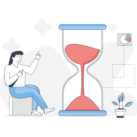Girl Doing Effective Time Planing  Illustration